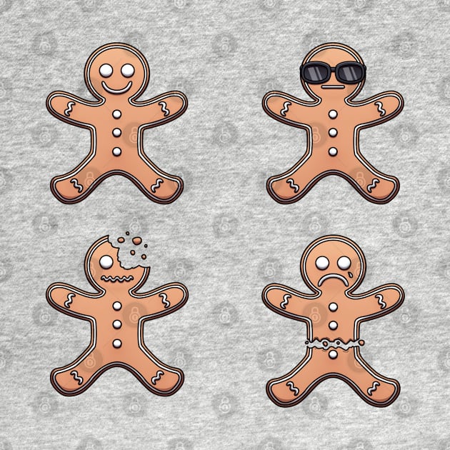 Funny Gingerbread Man Cartoon Sticker Pack by TheMaskedTooner